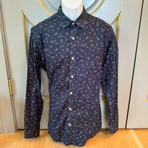 Banana Republic Navy Floral Button Up Shirt Size M